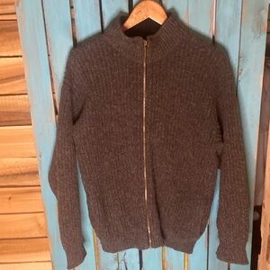 Vintage The Alps full zip sweater size large gray wool w/ side pockets made USA